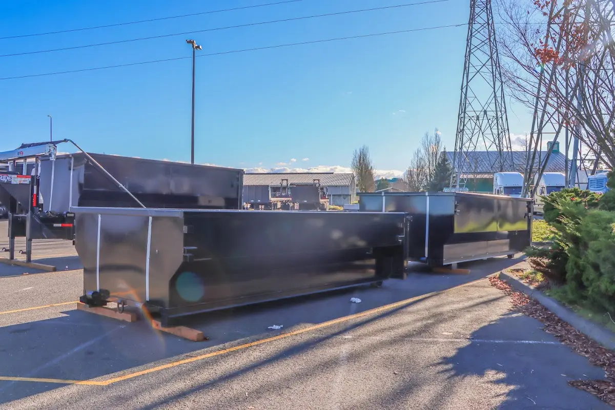 Roll-off dumpster ready for waste disposal at job site for Construction Dumpster Rental in Wood Dale